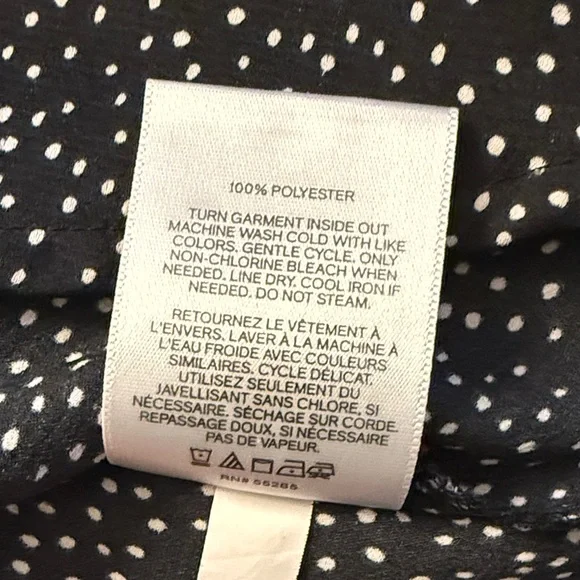 Express Slim Portofino Black Ruffle Collar Polka Dot Blouse Size Large - Picture 4 of 7